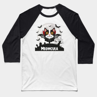 Meowcula Funny Halloween Cat Baseball T-Shirt